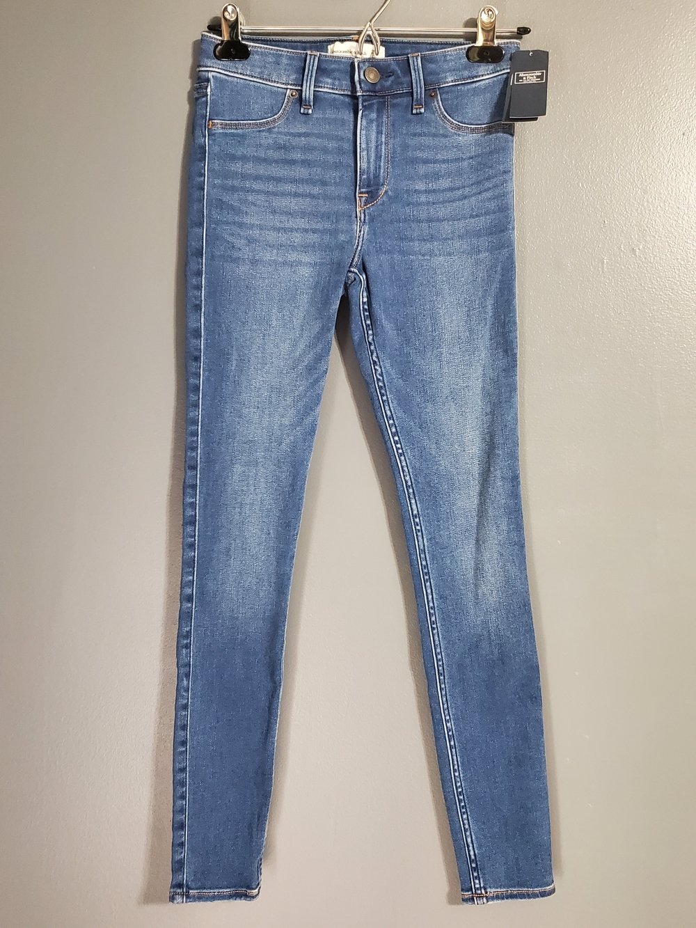 NWT Abercrombie & Fitch Mid Rise Blue Skinny Jeans Jegging for Women Size 25